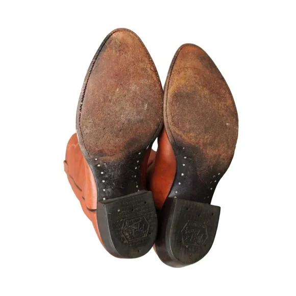 Vintage Tony Lama Leather Cowboy Boots Mens Sz 8.5 EE Brown Style 5084 USA Made - Picture 6 of 15